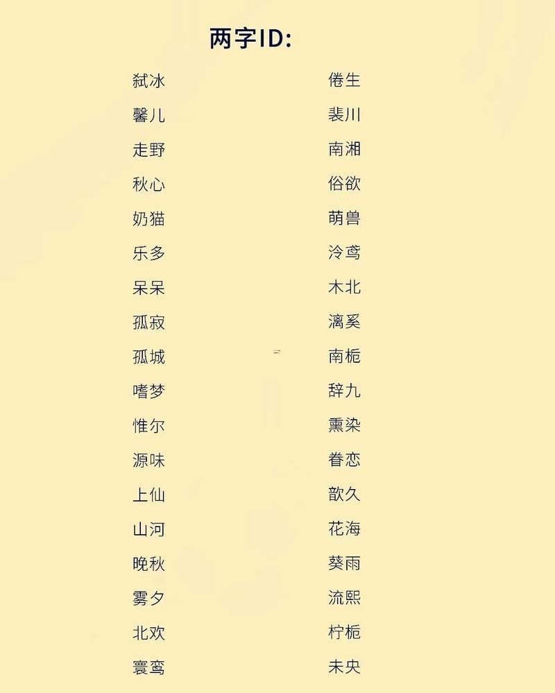 2字網名大全